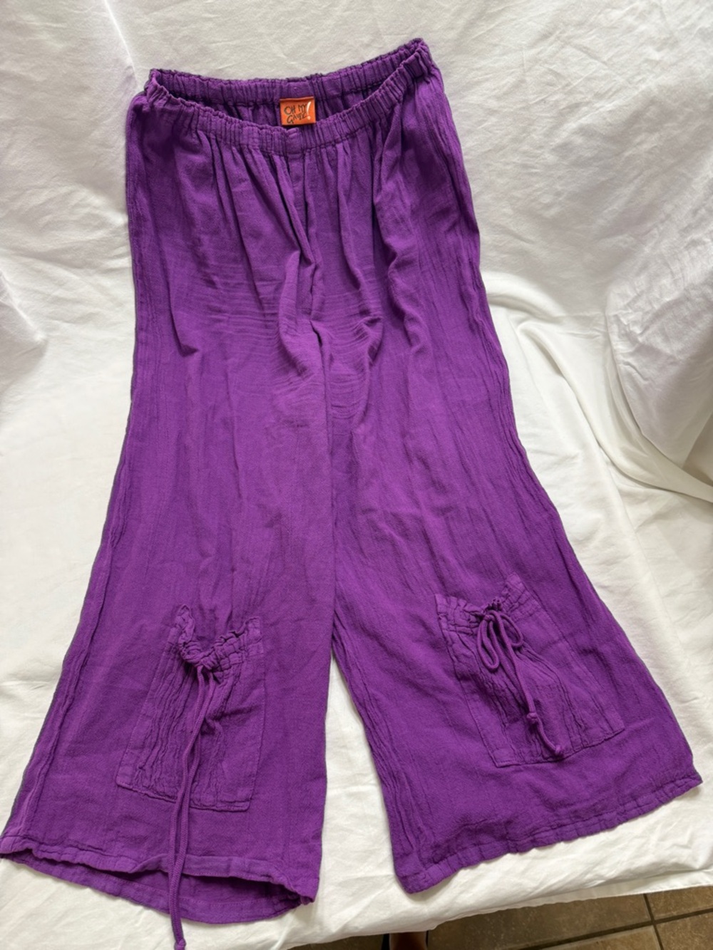 Oh My Gauze! Wide-Leg Gauze Pants in Vibrant Purple